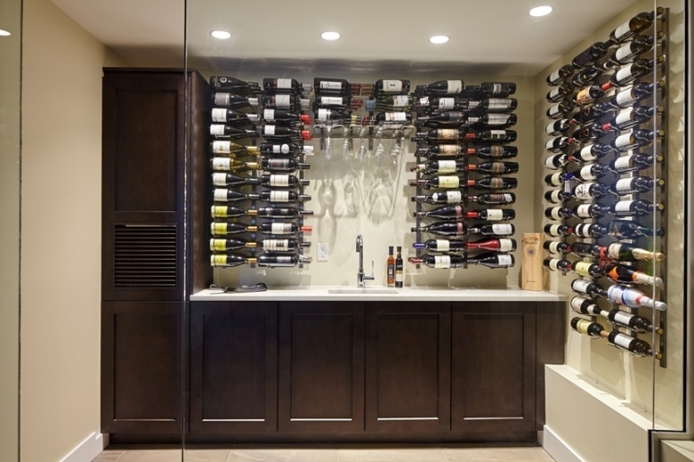 VintageView Wall Mounted Custom Metal Wine Rack System Miami Residential Wine Cellar