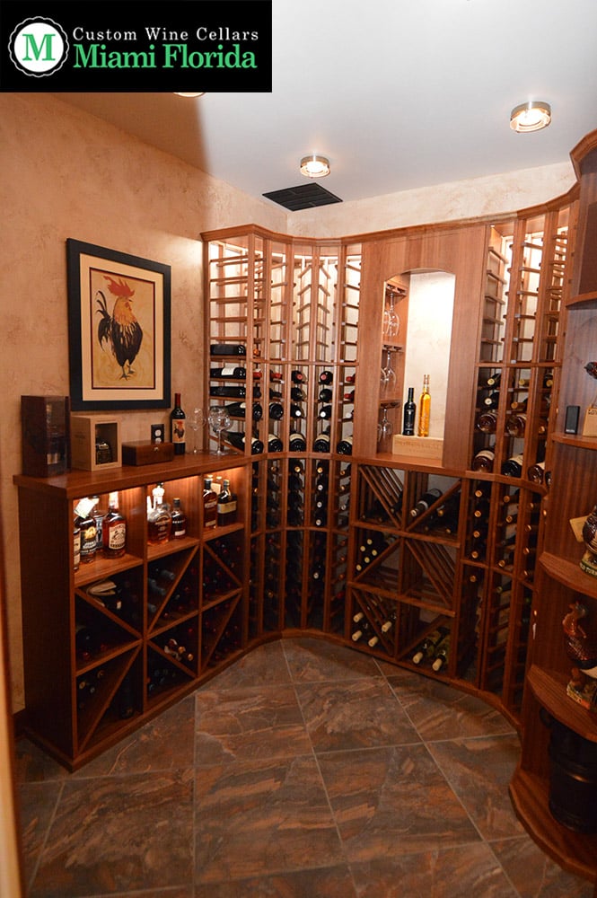 Traditional Designed Wine Cellar with Wooden Wine Racking and Rustic Flooring