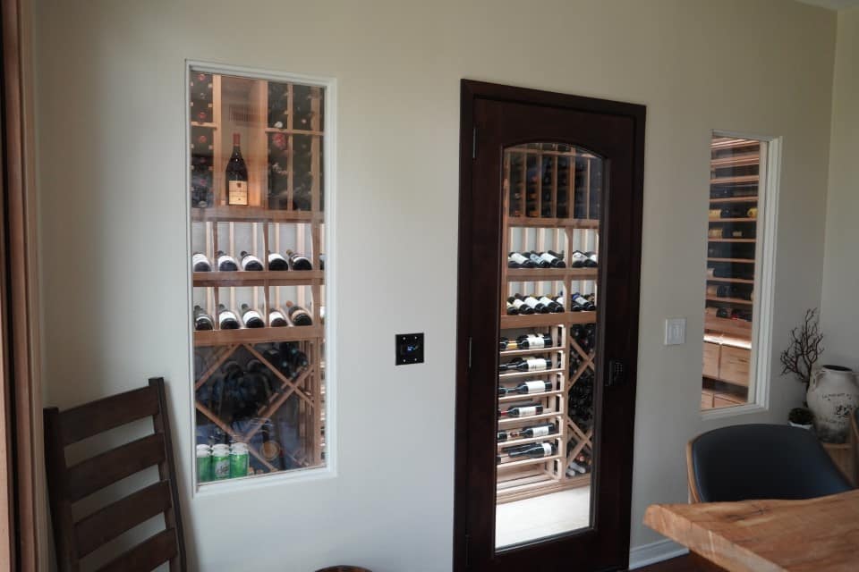 transparent walk in wine cellar glass doors and windows