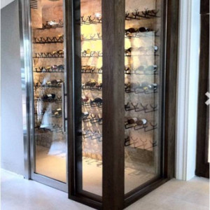 78 - Contemporary Custom Wine Cellar in Florida with Glass Door A Contemporary Wine Closet with Glass Walls and Glass Door