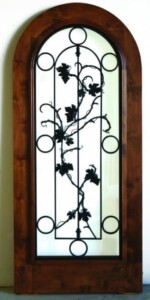 2 - Fort Myers Florida Wrought Iron Grape Wood and Glass Specialty Wine Cellar Door Easy Clean