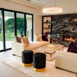 This stunning living room is the perfect location for a modern and stylish residential wine cellar.